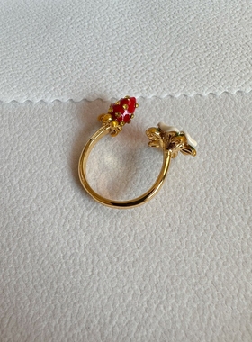 简约百搭新款草莓高档指环