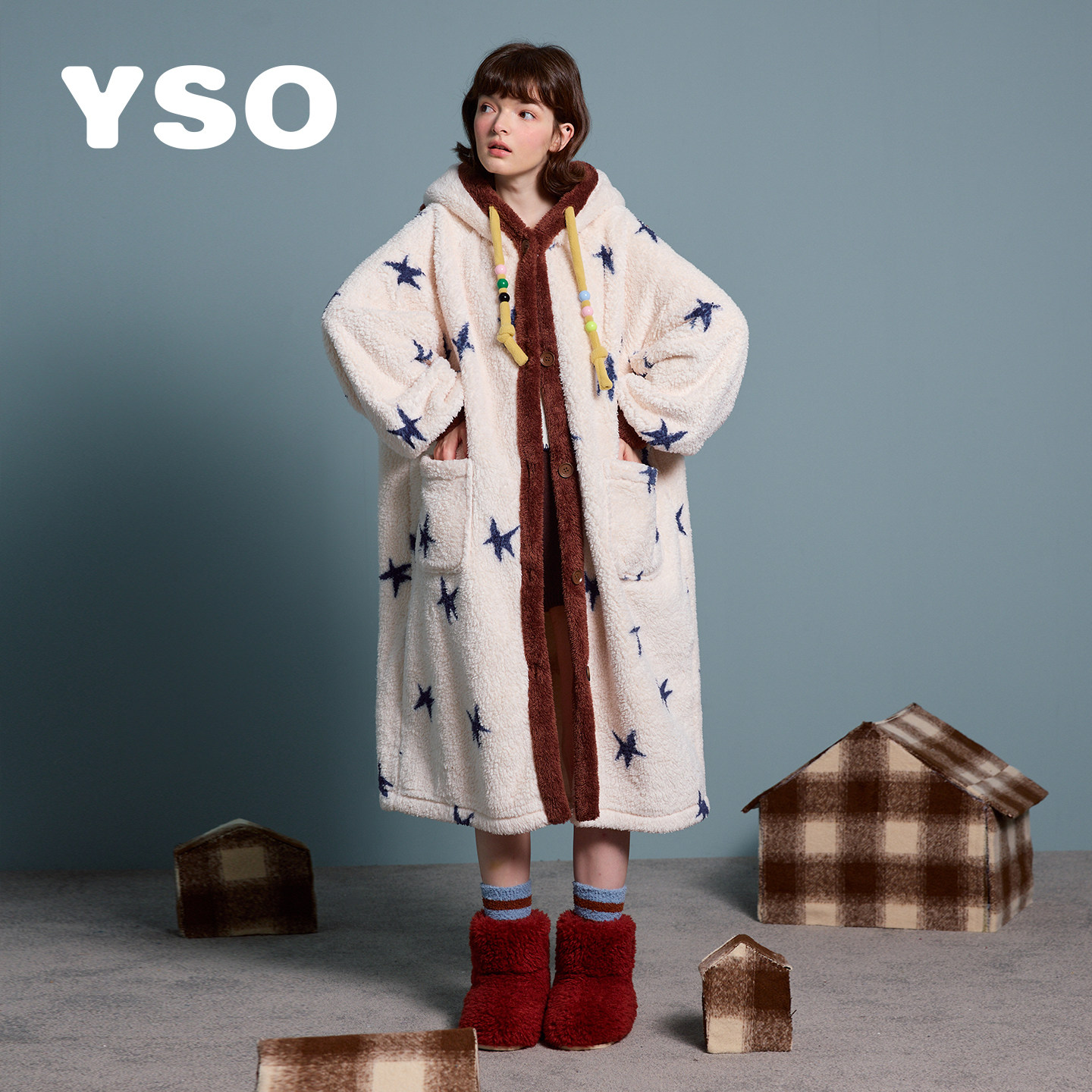 yso【酷猫系列】睡衣女冬季加厚毛绒长款可爱猫耳睡袍保暖家居服D,淘宝优惠券,粉丝福利购,淘宝优惠卷