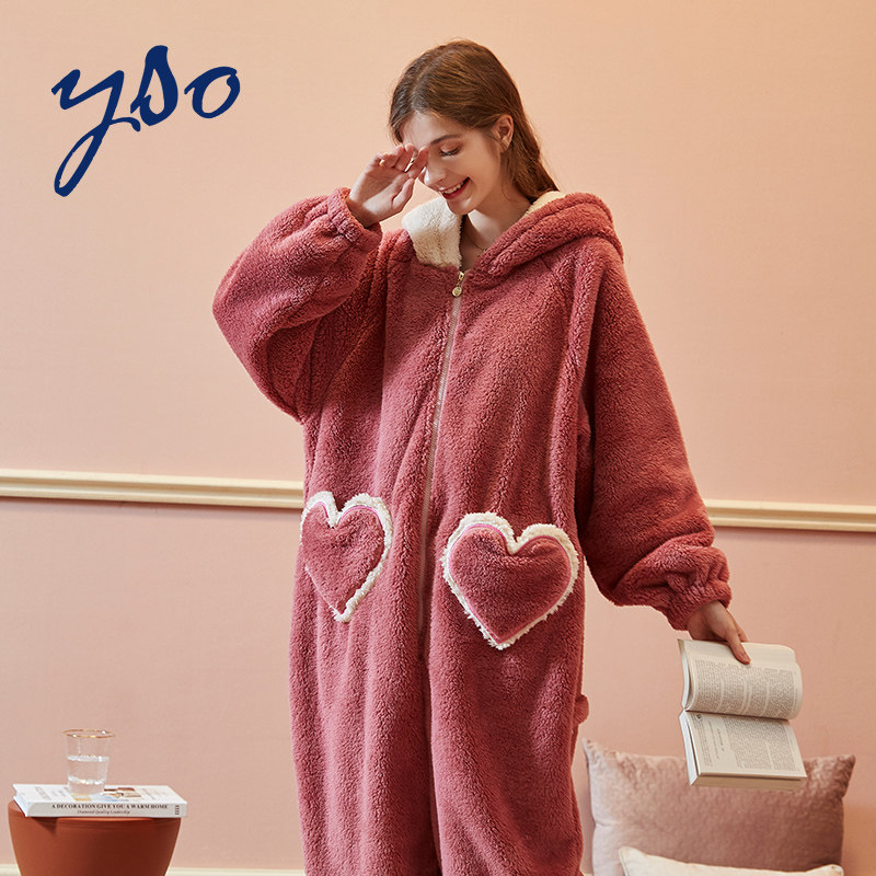 yso冬连体加厚可爱兔子珊瑚绒睡衣 yso睡衣/家居服套装