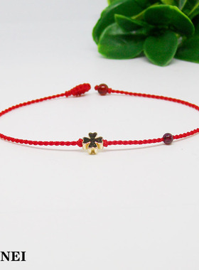 四叶草柔软红色百搭女幸运手链