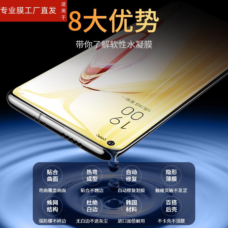 适用opporeno8手机膜reno8pro十钢化水凝膜opreno8por+5g软opopreno85g全屏opporneo8opporoneopporenno - 图2