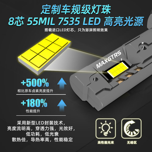 新款直插式汽车LED远近光前大灯泡H8超亮聚光90056黄金光雾灯升级 - 图0