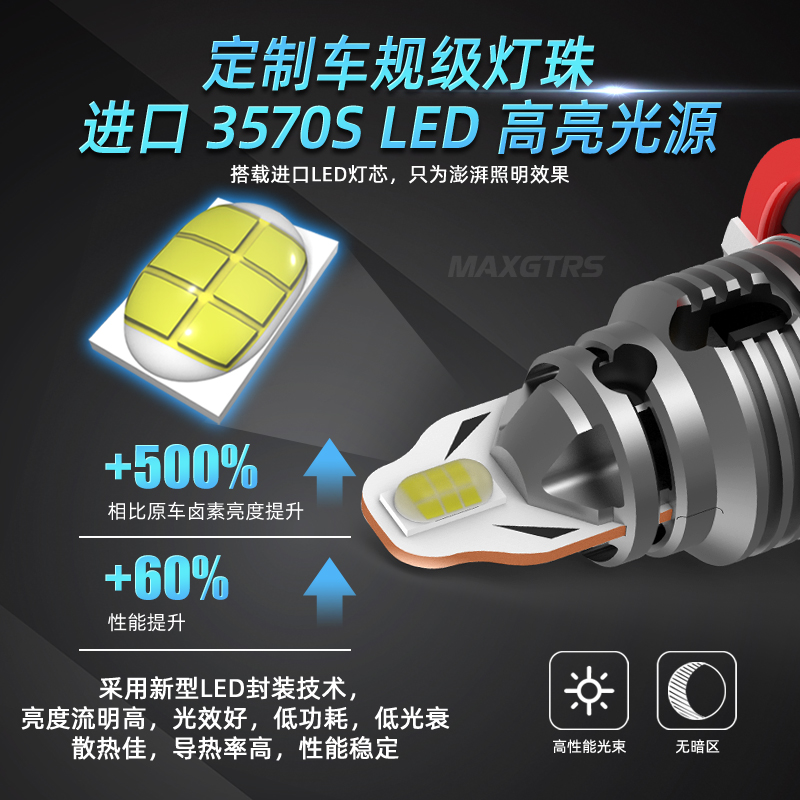 汽车LED前雾灯H7无线一体H11H8超亮12V24V货卡车凸芯片聚光9005-图0