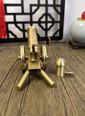 纯黄铜大炮把玩迷你模型摆件意大利炮风水家居办公室装饰创意礼品
