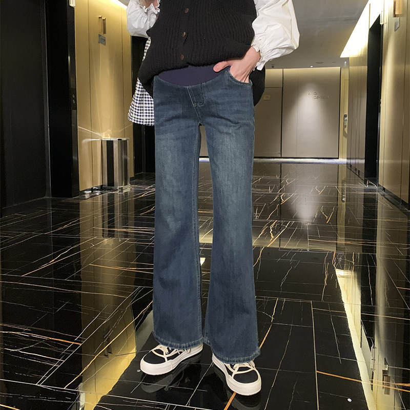 孕妇牛仔裤春秋外穿2025新款大码阔腿裤微喇托腹裤直筒裤长裤秋冬,淘宝优惠券,粉丝福利购,淘宝优惠卷