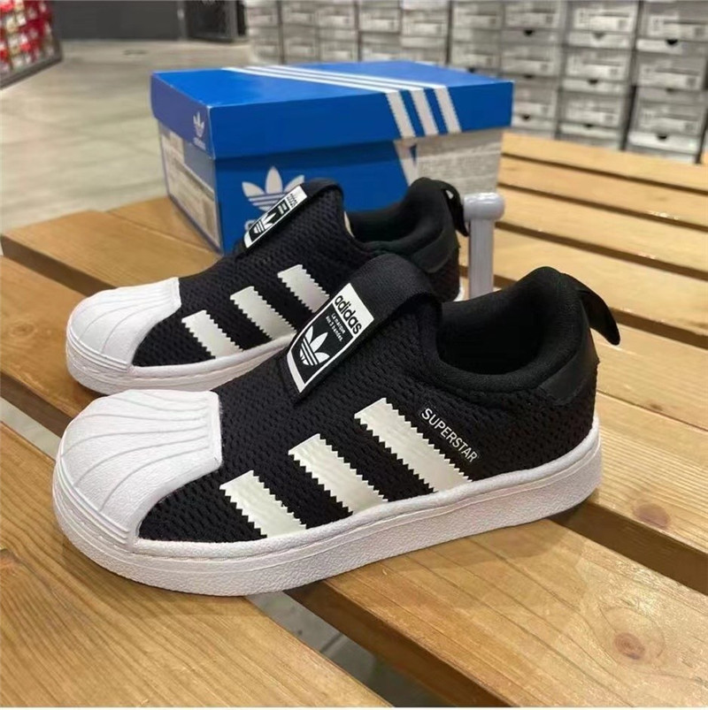 Adidas三叶草 中小童一脚蹬贝壳头运动休闲板鞋 S32130 EF0891 - 图0