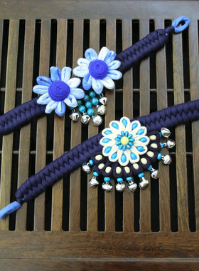 扎染风格蓝染布艺云南手链