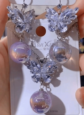 925银针设计感蝴蝶吊坠锁骨链