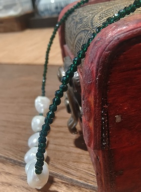 绿水晶巴洛克珍气质复古珠颈链短链新款配饰饰品项链