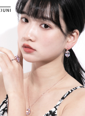 3件套水晶夸张戒指耳环项链套装