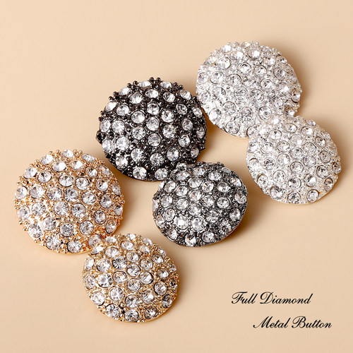 高档水钻镶钻皮草貂皮大衣纽扣百搭金属女上衣毛衣风衣外套大扣子 - 图1