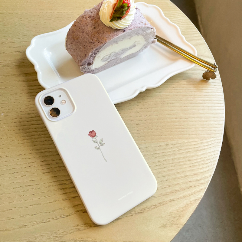 简约小众软iPhone13奶茶玫瑰光面手机半包硬壳12/11promax菲林壳15plus14淡雅小清新手机壳-图2