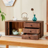 Solid wood desktop drawer storage cabinet tea set storage rack