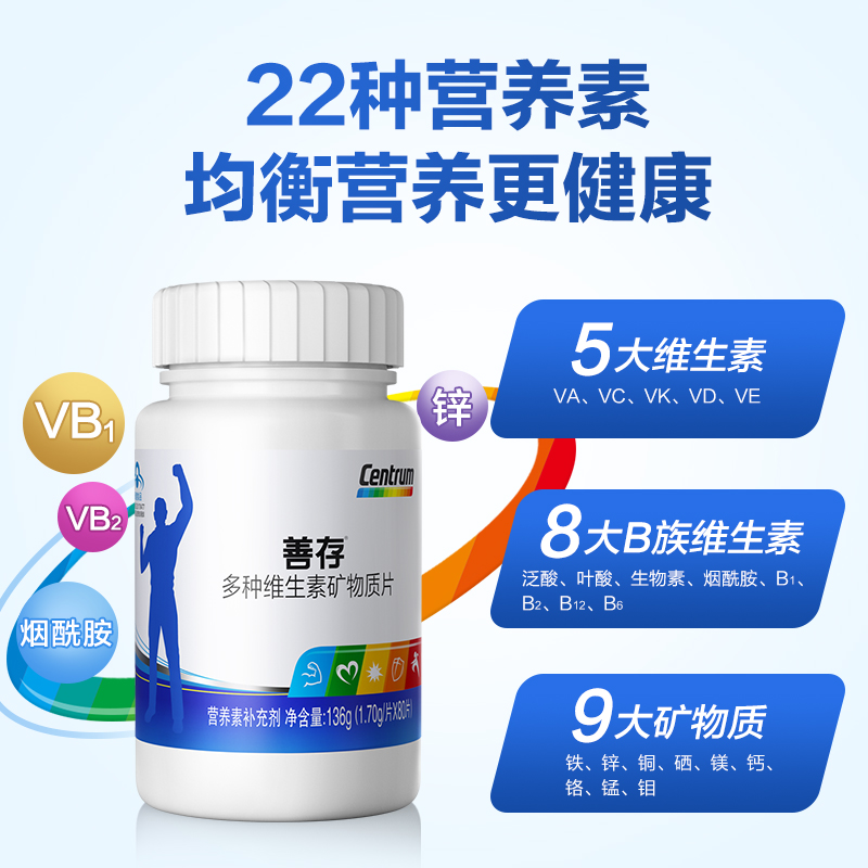 里奥保健食品专营店善存多种维生素矿物质片男士多维成年人复合维生素b族0