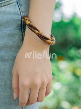 浪漫竹根小众设计风编织麻花手镯