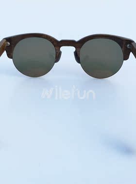 墨镜复古风桔红色彩膜竹制太阳镜