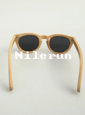 墨镜椭圆形灰色偏光竹子太阳镜