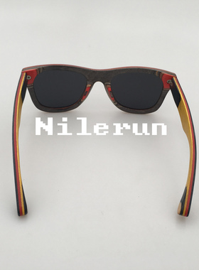 新潮流灰色滑板合成木太阳镜 滑雪滑板木框墨镜