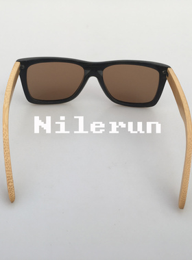 大脸浅色百搭竹制全框方形太阳镜