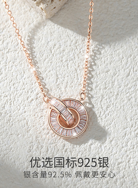 Winy罗马圆环项链s925玫瑰金色