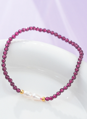 Winy石榴石转运水晶手链女简约文艺风送好友送闺蜜生日配证书