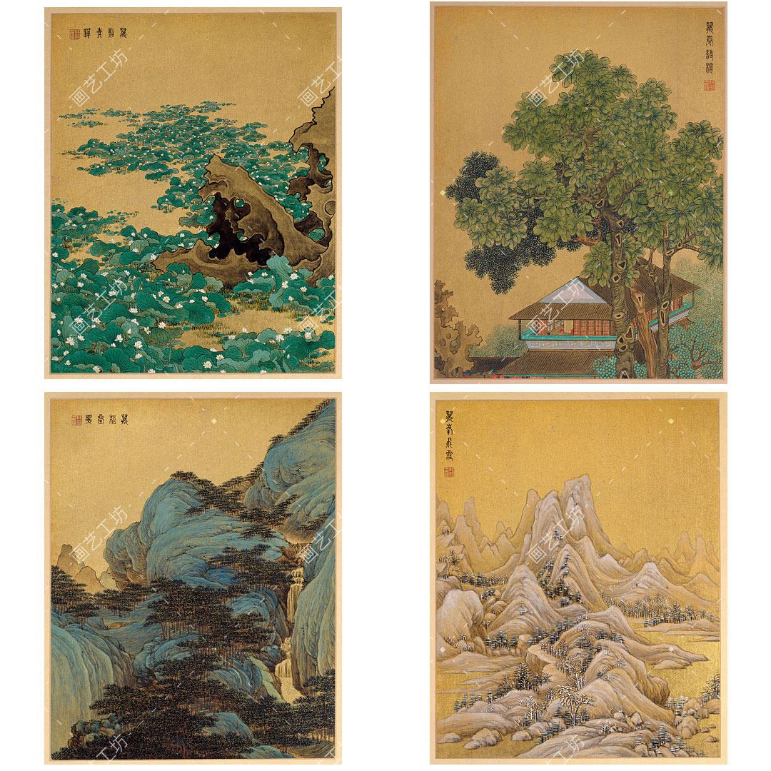 十万图册清代任熊绘苏州太湖四季青绿山水海派国画临摹稿高清大图_虎窝淘