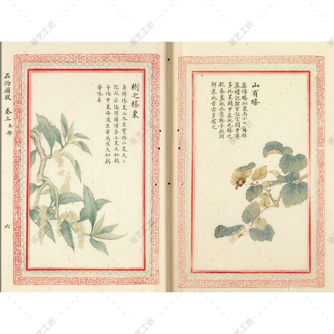 毛诗品物图考册诗经配图彩绘插画古本书花鸟国画瑞兽临摹高清大图