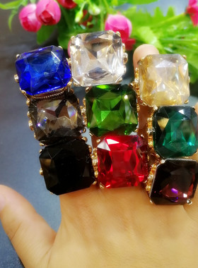 活口仿锆钻石戒指铜夸张女可调节