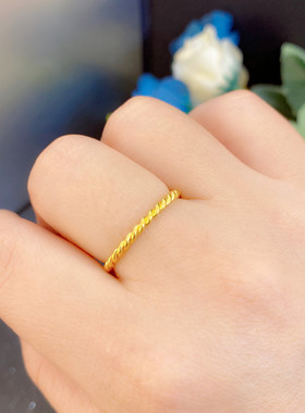 女铜沙金简约时尚个性不掉色戒指