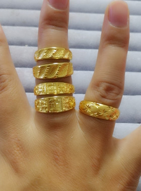 沙金黄铜镀金活口戒指