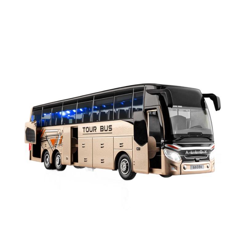 新款1:30商务长途双层巴士合金车模型仿真大巴公交车客车儿童玩具 - 图0