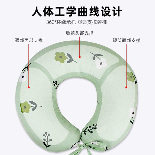 荞麦壳U型枕便携旅行颈枕午休睡觉枕头舒适护颈枕高度可调便携枕 - 图2