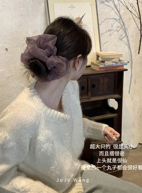 超大只的好看紫~欧根纱大发圈女