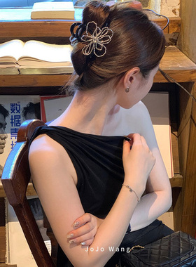 清冷银系花朵~珠花抓夹简约发抓