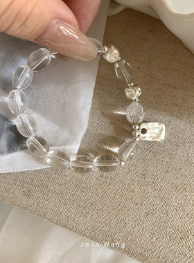 清水芙蓉~白水晶925纯银天然石串珠手串手链女高颜值小众精致手链