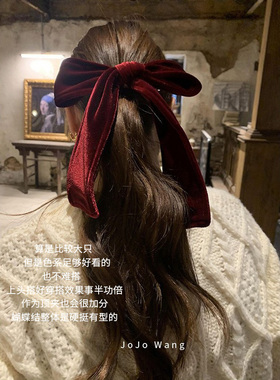 鸽血红~厚实硬挺大蝴蝶结发夹女