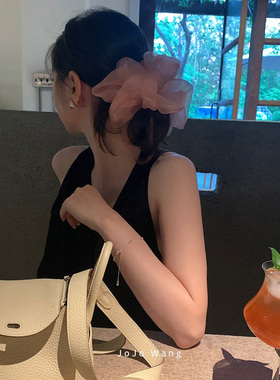 夏日蜜桃~欧根纱大号气质发圈女
