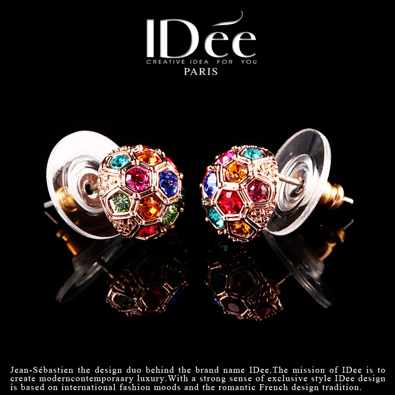 法国idee轻奢水晶球个性气质耳钉 idee耳钉