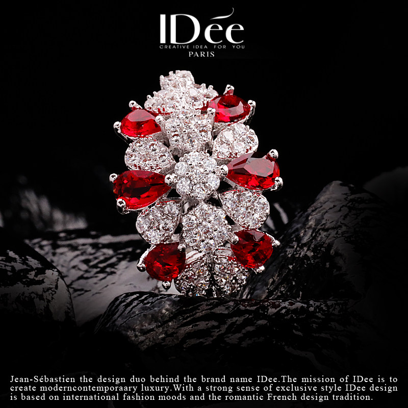 法国idee邂逅红宝石女ins潮戒指环 idee戒指/指环