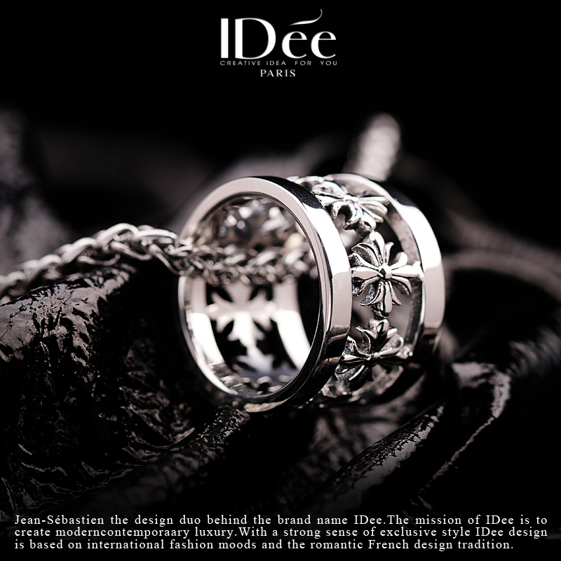 法国idee十字架环925潮男感银项链 idee项链