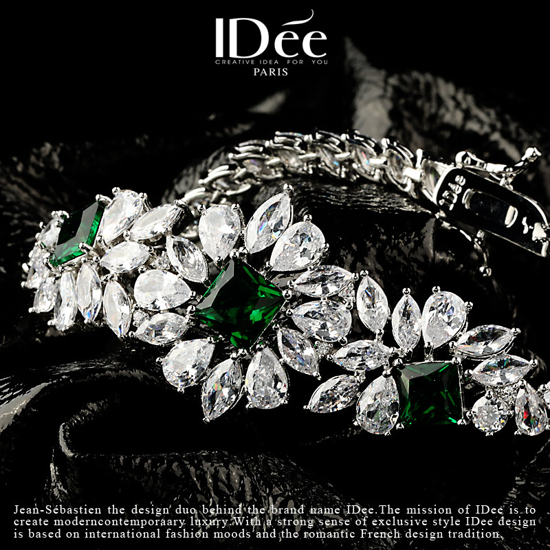 法国idee辉映祖母绿绿宝石女感手链 idee手链