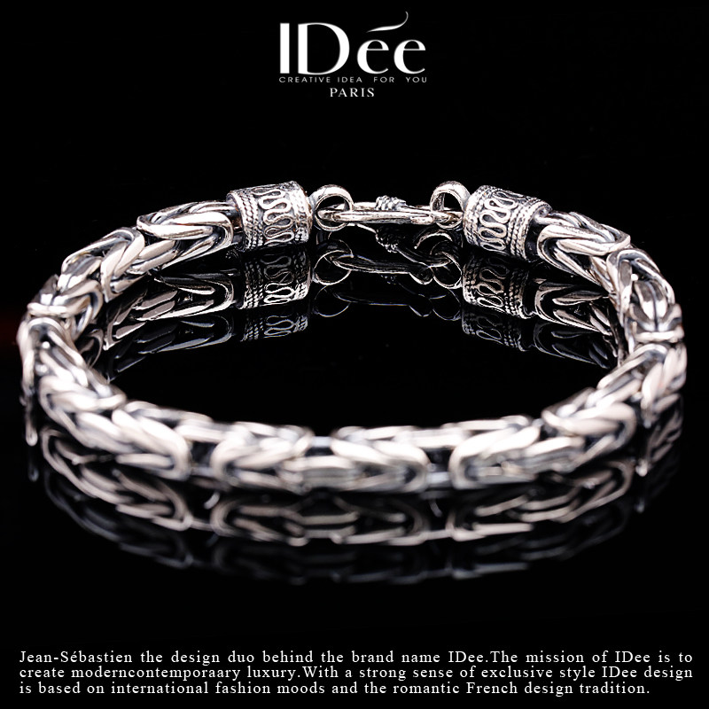 法国idee环环相扣男士高级感银手链 idee手链