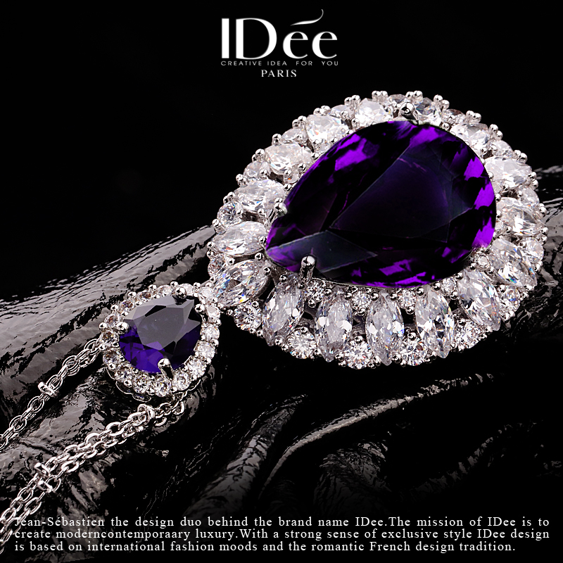 法国idee气质秋冬长款紫水晶毛衣链 idee项链