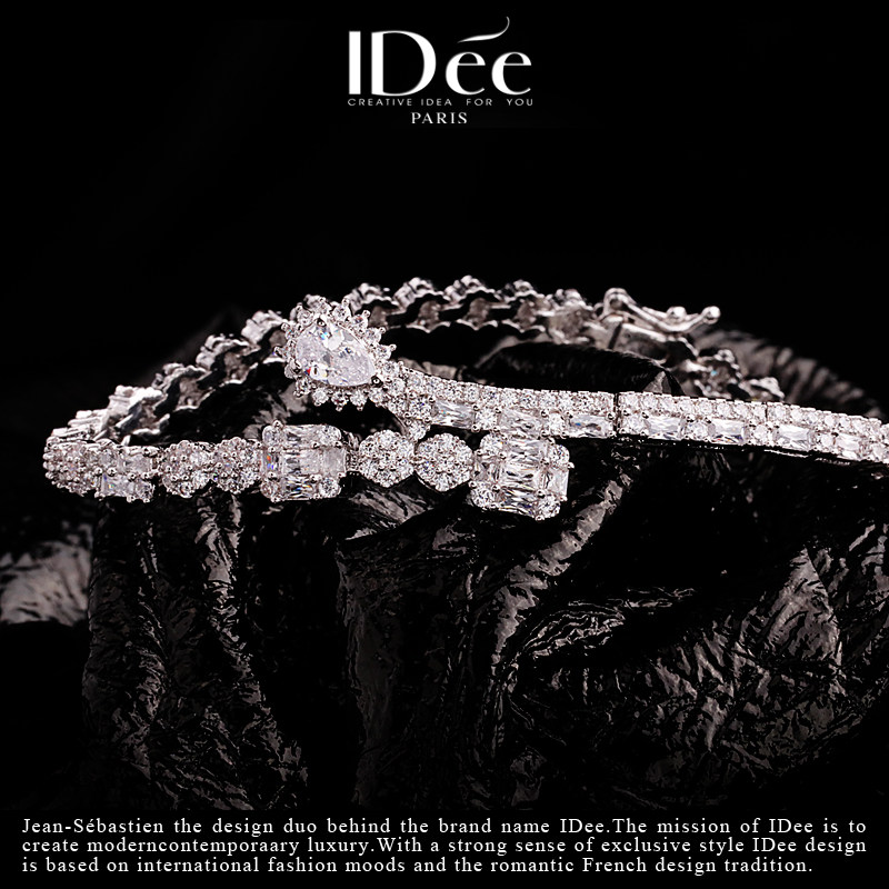 法国idee倾慕闪钻女潮牌宴婚礼银色 idee手链