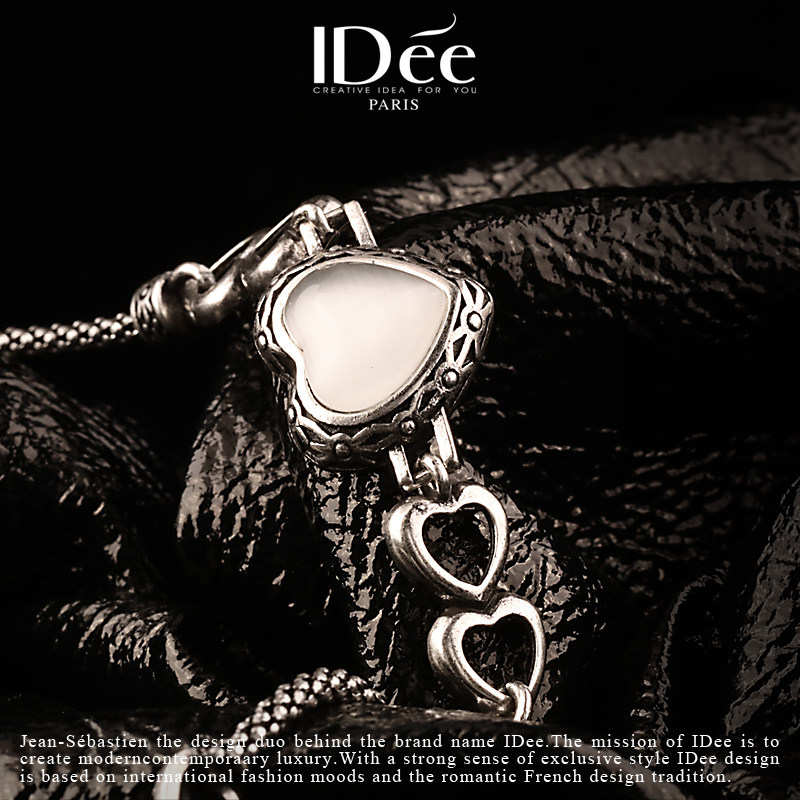 法国idee女潮宝石闺蜜银色桃心手链 idee手链
