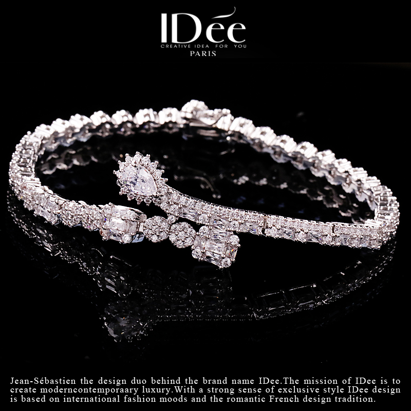 法国idee倾慕闪钻女潮牌宴婚礼银色 idee手链
