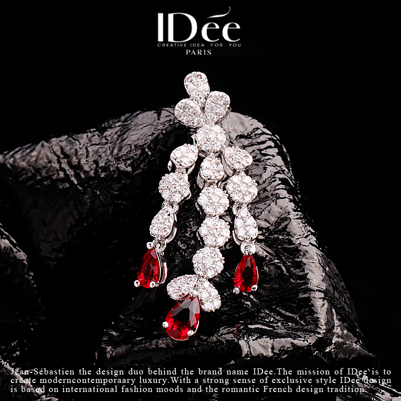 法国idee邂逅红宝石女时尚宴会耳钉 idee耳钉