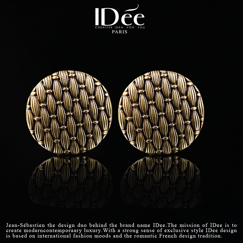 法国idee圆形编织风潮牌气质感耳钉 idee耳钉