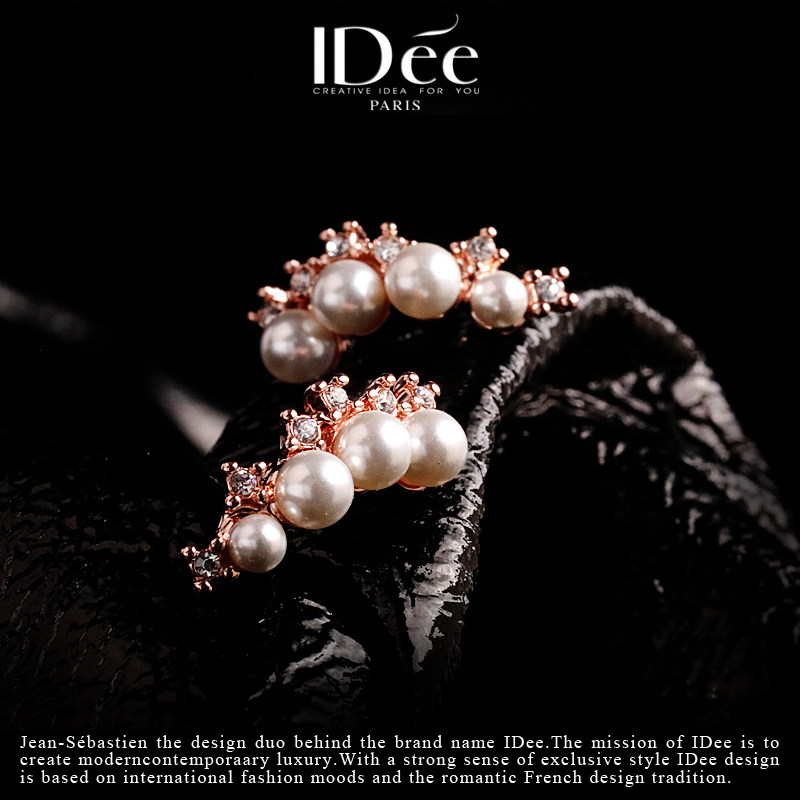 法国idee玫瑰金色女高级感百搭耳钉 idee耳钉