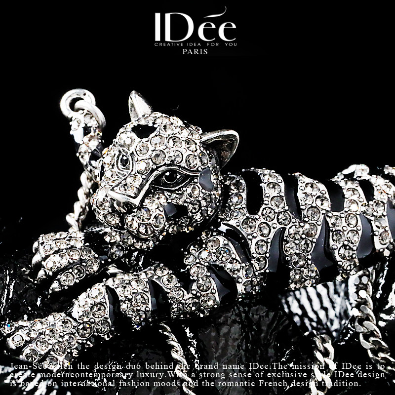 法国idee女潮牌锁骨短款豹个性吊坠 idee项链